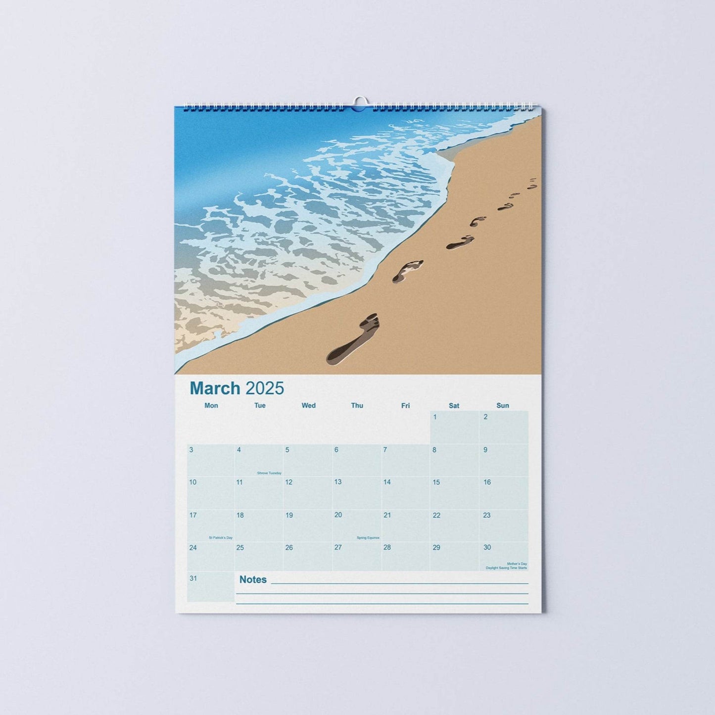 2025 Coastal A3 Wall Calendar - Chloe Evans Designs
