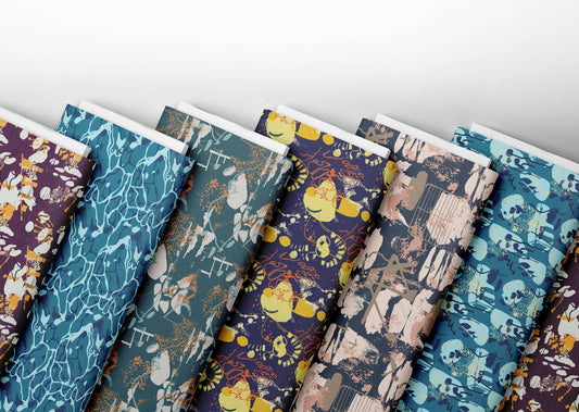 Abstract Coastal Print Cotton Upholstery Fabric – Made to Order - Chloe Evans Designs