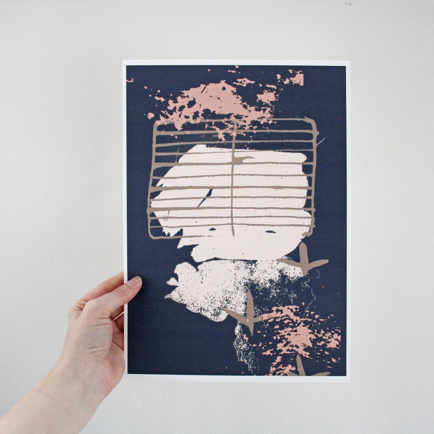 Slate Grey & Pink Abstract Coastal Art Print Set - Chloe Evans Designs