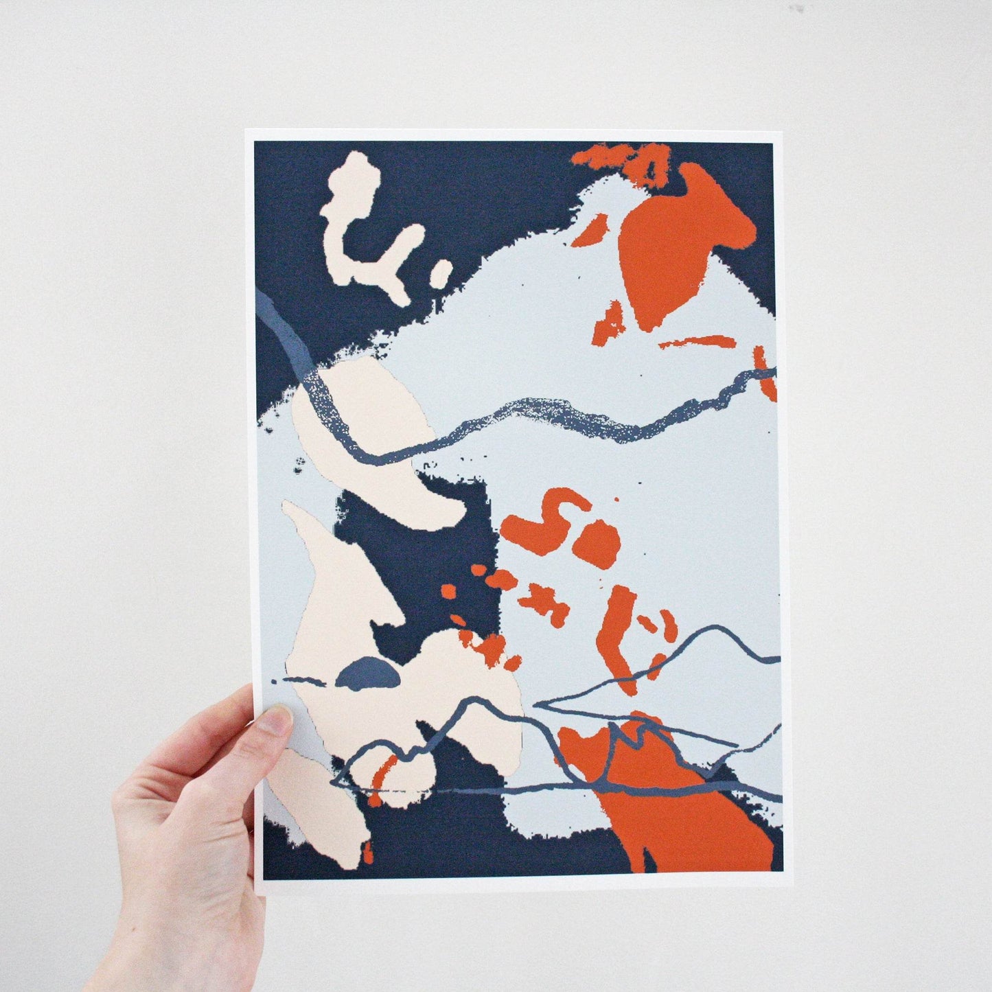 Blue and Orange Abstract Coastal Art Print - Chloe Evans Designs