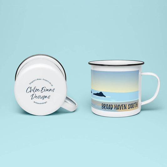 Church Rock at Broad Haven South Enamel Mug - Chloe Evans Designs