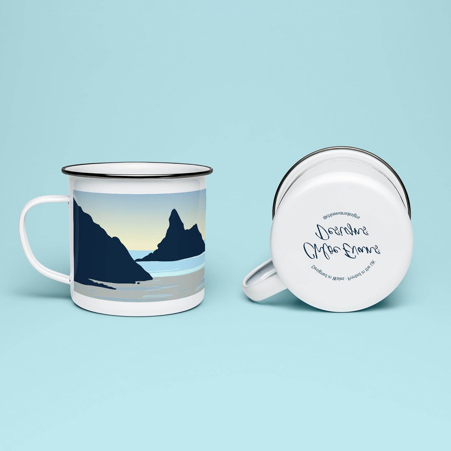 Church Rock at Broad Haven South Enamel Mug - Chloe Evans Designs