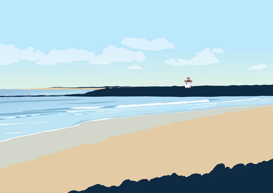 Burry Port Lighthouse and Beach Print - Chloe Evans Designs
