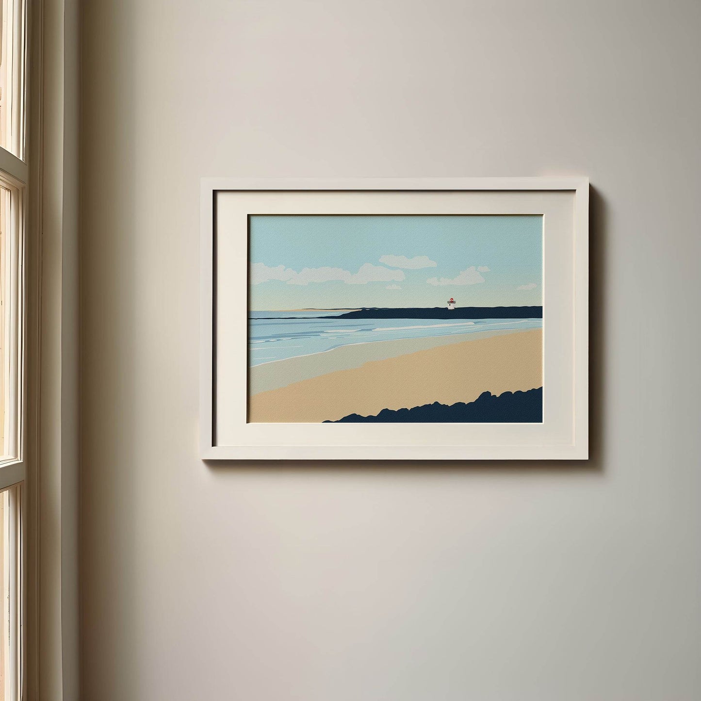 Burry Port Lighthouse and Beach Print - Chloe Evans Designs