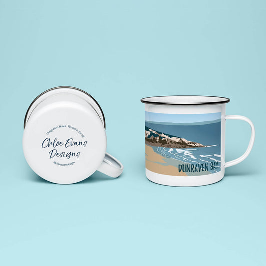 Dunraven Bay Enamel Mug - Chloe Evans Designs