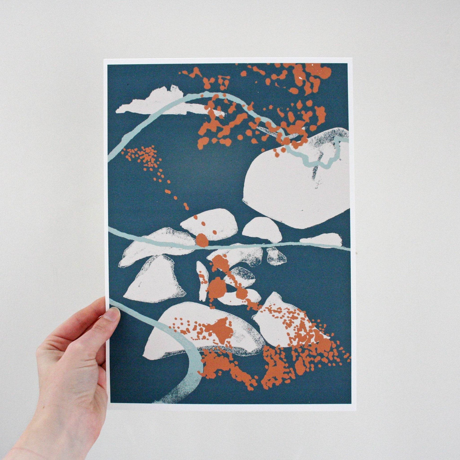 Green & Orange Abstract Coastal Print Set - Chloe Evans Designs