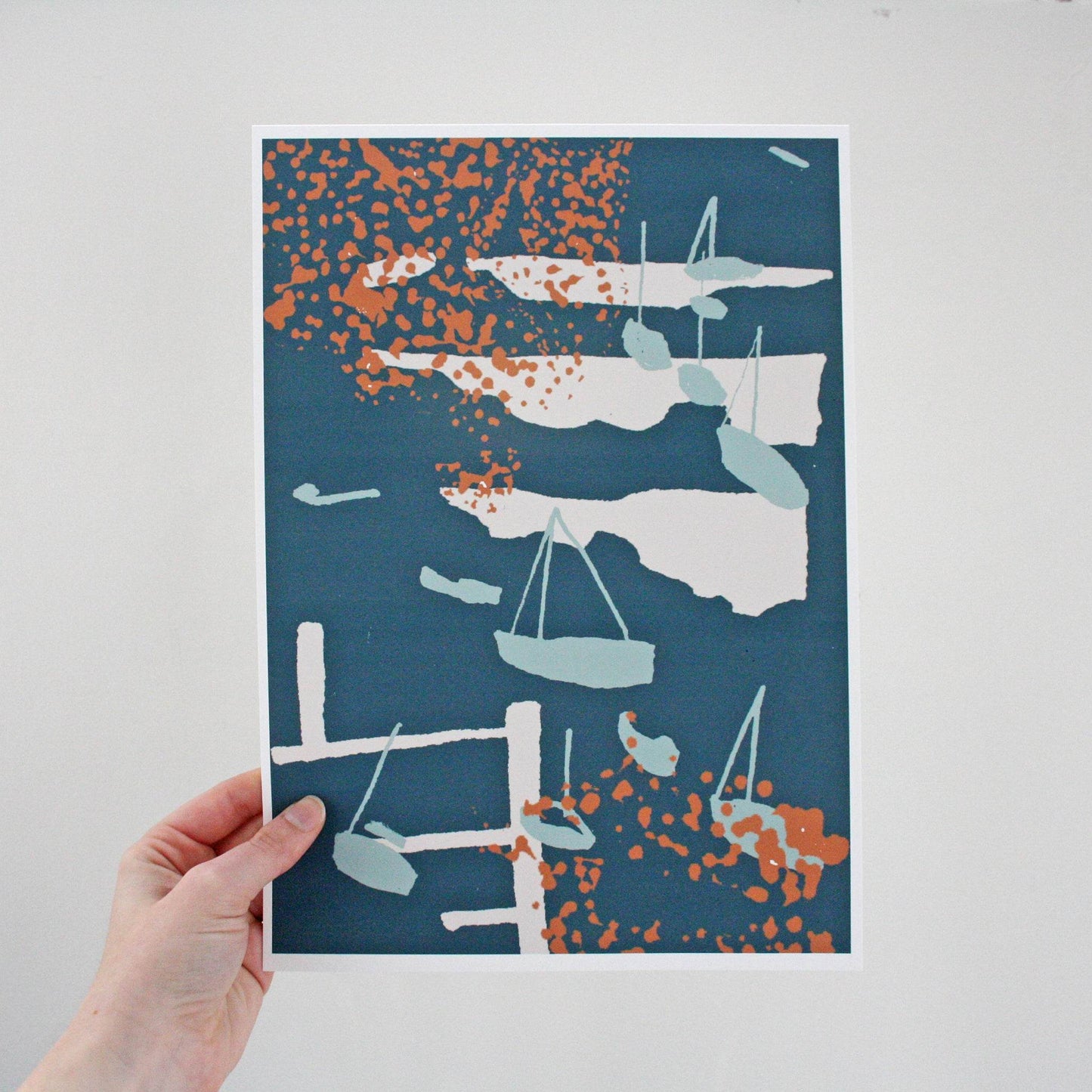 Green & Orange Abstract Coastal Print Set - Chloe Evans Designs