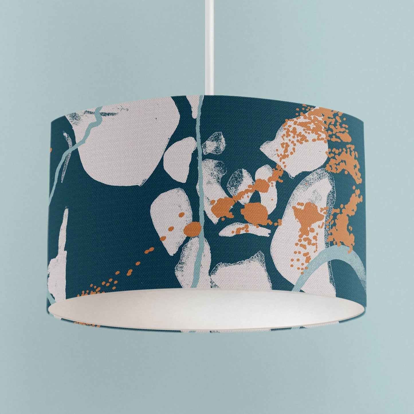 Green & Orange Abstract Coastal Lampshade - Chloe Evans Designs