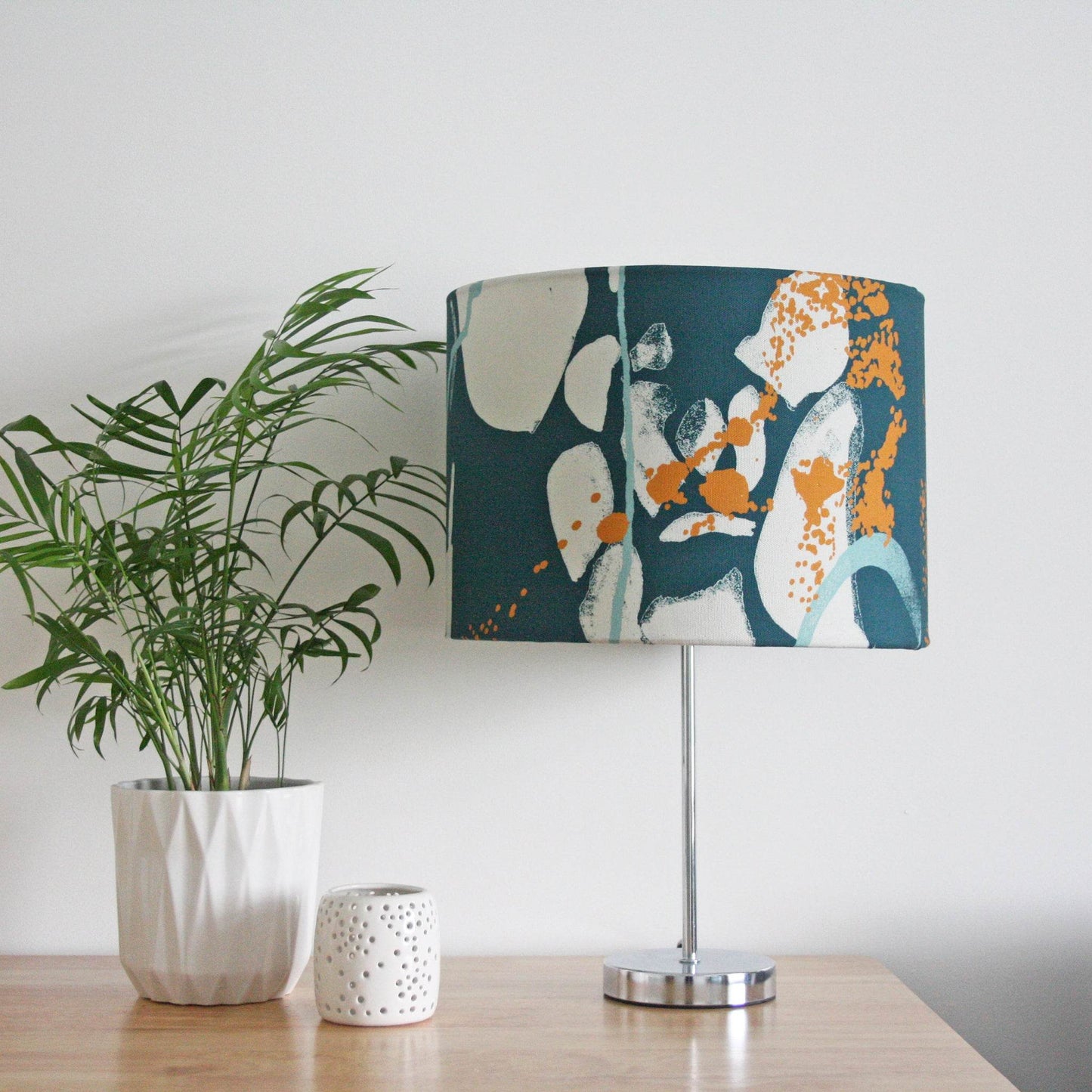 Green & Orange Abstract Coastal Lampshade - Chloe Evans Designs