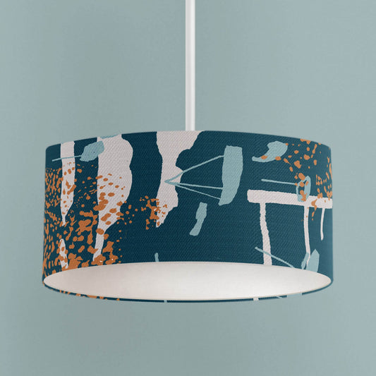 Green & Orange Abstract Coastal Lampshade - Chloe Evans Designs