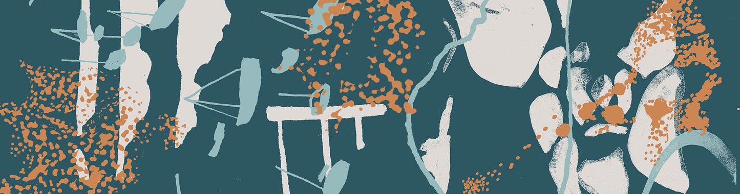Green & Orange Abstract Coastal Lampshade - Chloe Evans Designs