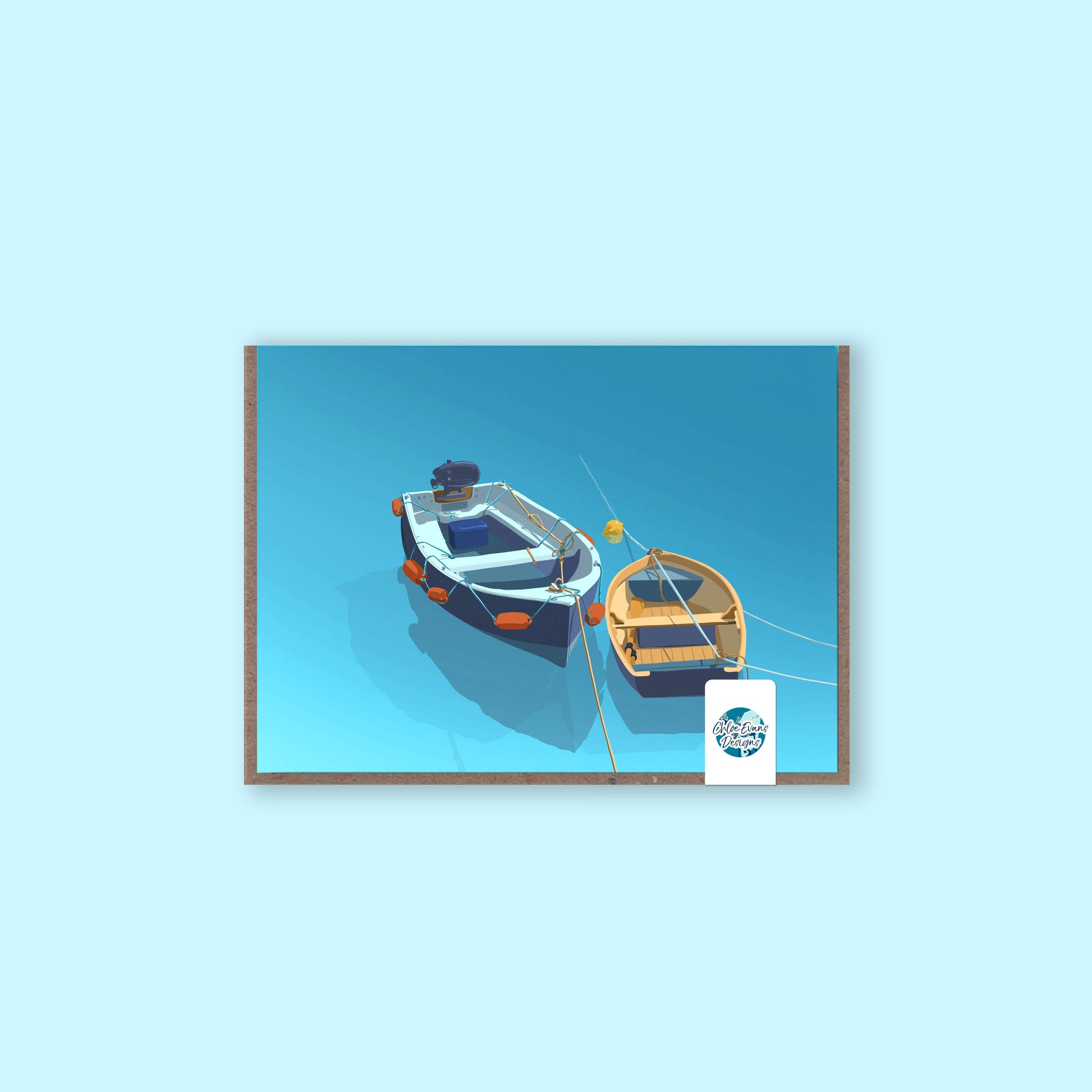 Harbour greeting card with recycled kraft envelope and plastic free packaging