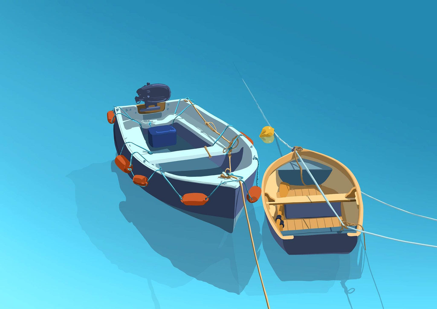 Harbour – Limited Edition A3+ Signed Coastal Illustration - Chloe Evans Designs