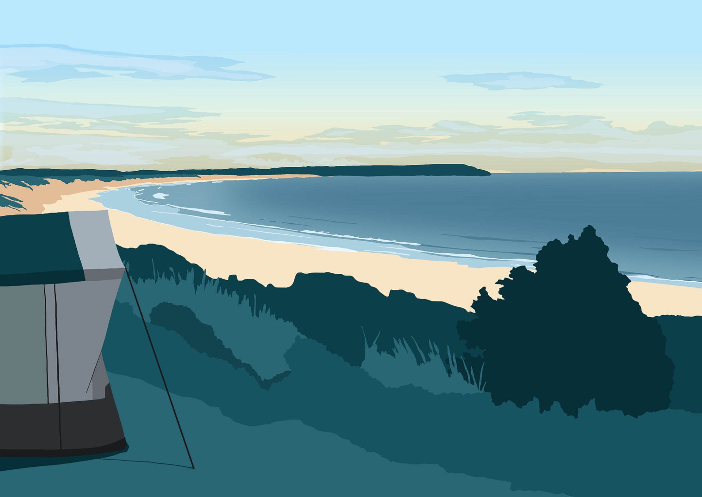 Personalised Beach Illustration Print - Chloe Evans Designs