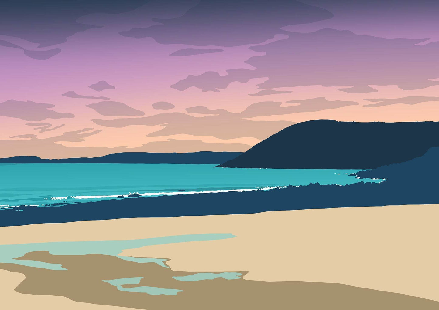 Manorbier Sunset Print - Chloe Evans Designs