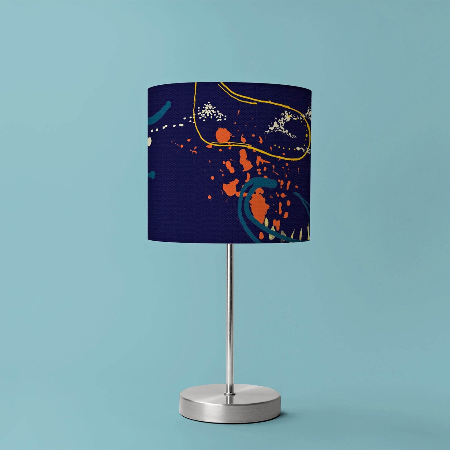 Navy Orange & Yellow Abstract Coastal Lampshade - Chloe Evans Designs