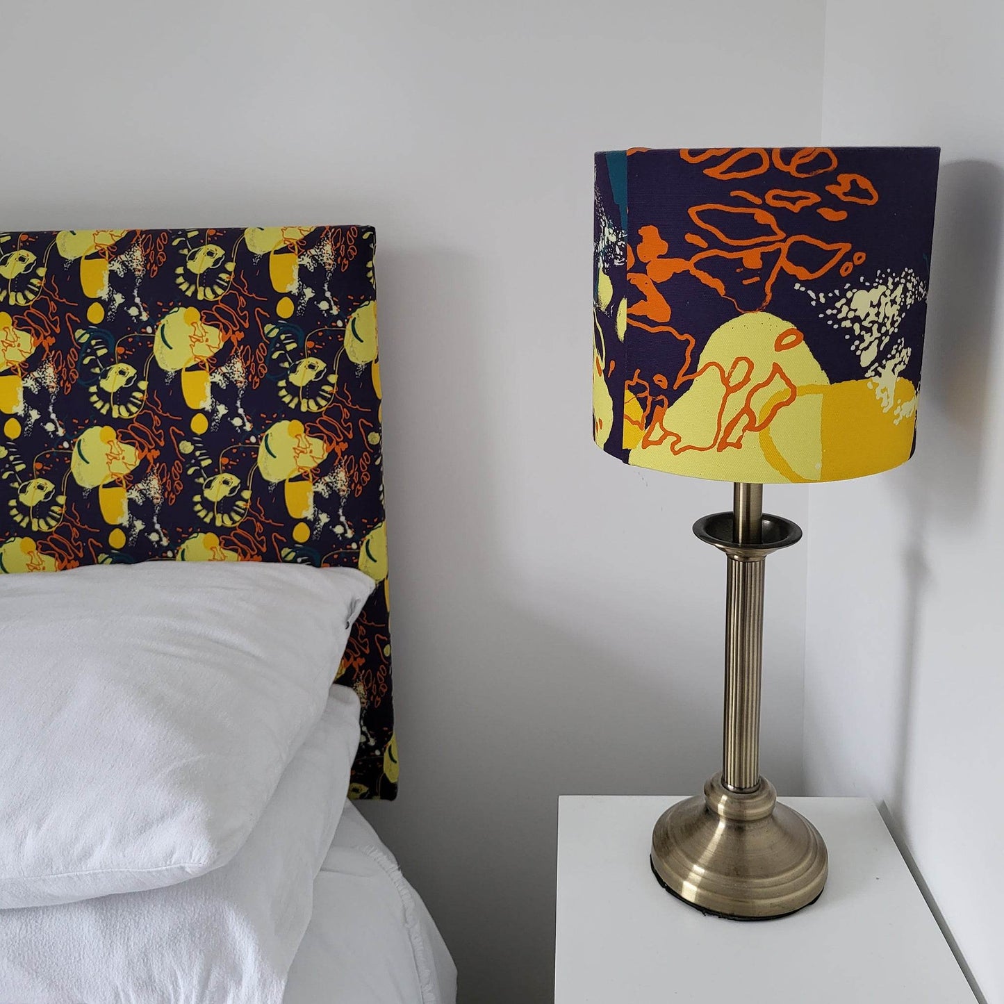 Navy Orange & Yellow Abstract Coastal Lampshade - Chloe Evans Designs