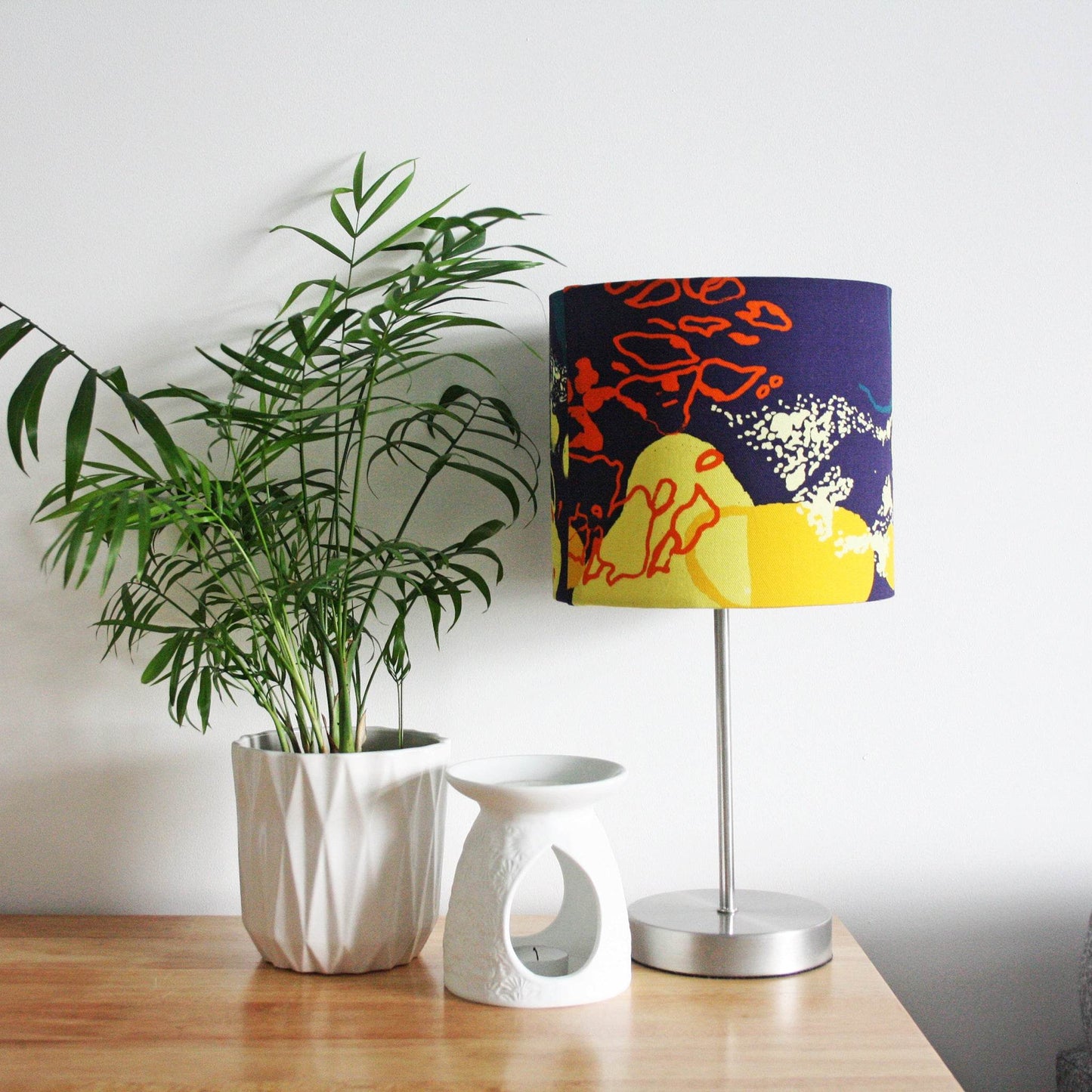 Navy Orange & Yellow Abstract Coastal Lampshade - Chloe Evans Designs