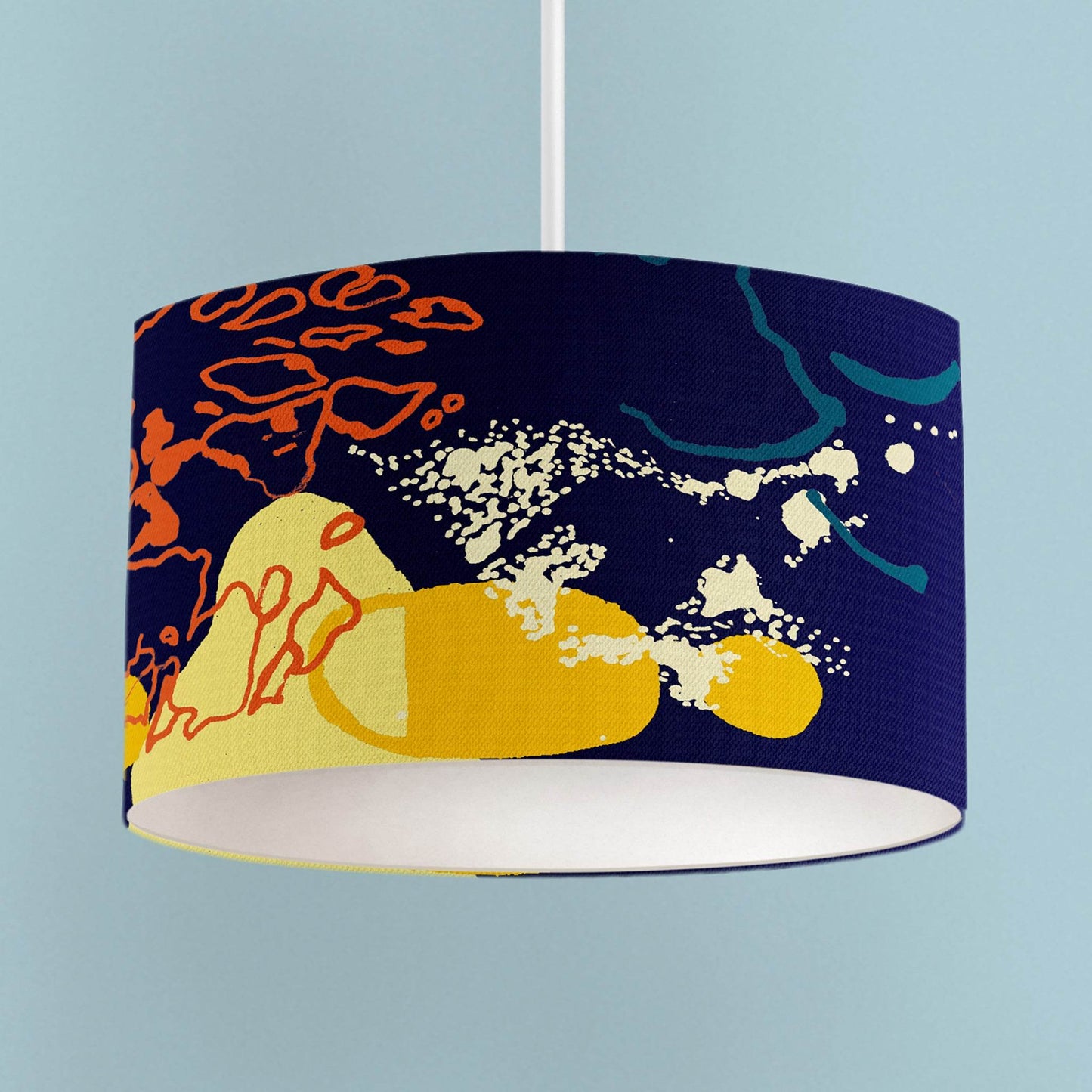 Navy Orange & Yellow Abstract Coastal Lampshade - Chloe Evans Designs
