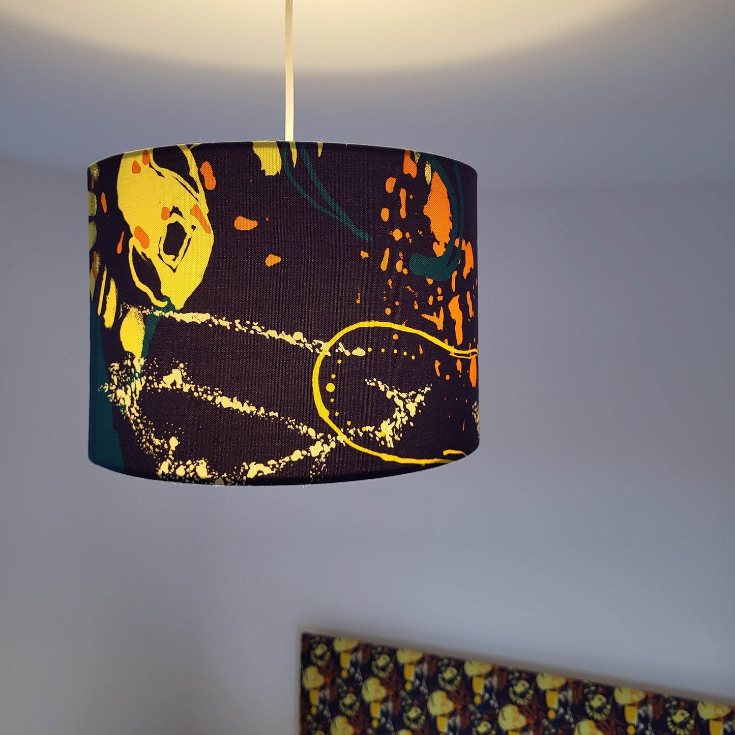 Navy Orange & Yellow Abstract Coastal Lampshade - Chloe Evans Designs