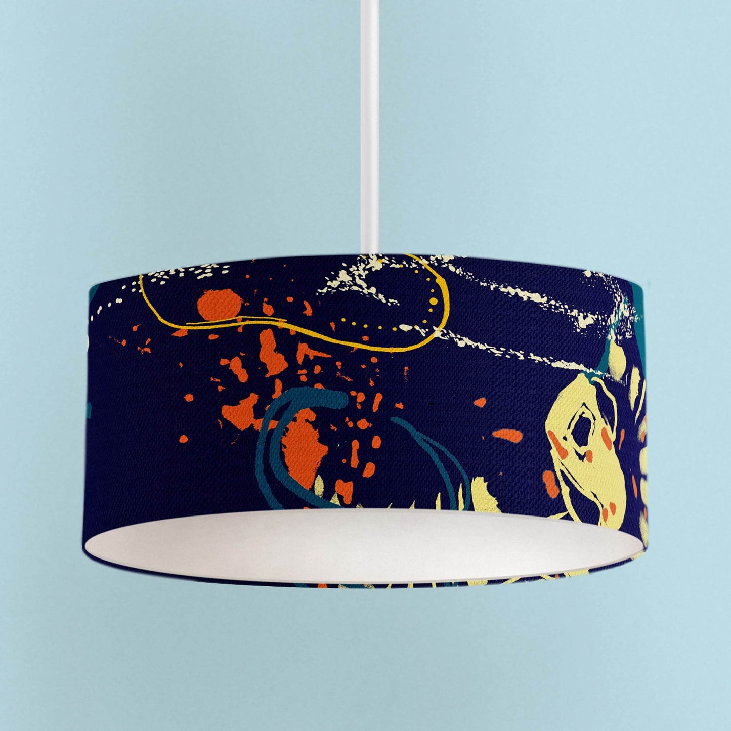Navy Orange & Yellow Abstract Coastal Lampshade - Chloe Evans Designs