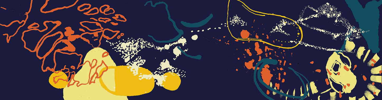 Navy Orange & Yellow Abstract Coastal Lampshade - Chloe Evans Designs