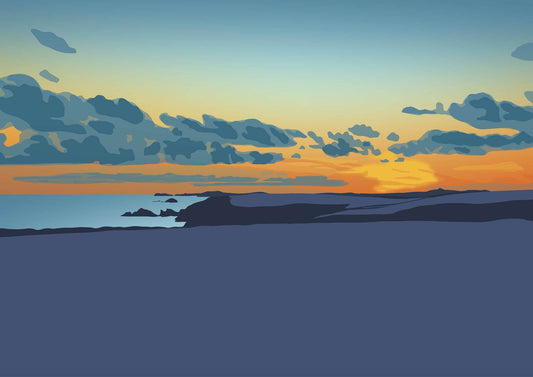 Newgale Sunset Blue Print - Chloe Evans Designs