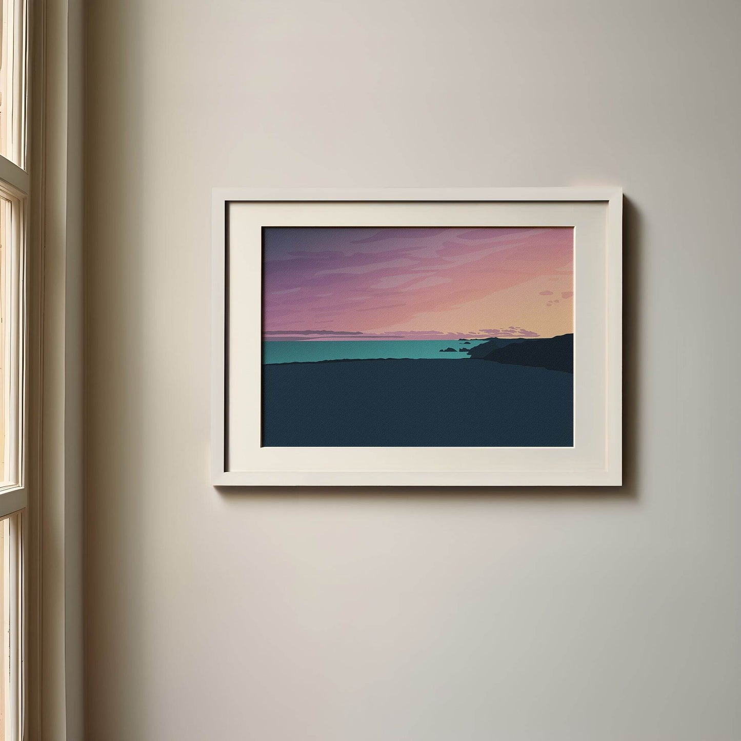 Purple Sunset at Newgale Beach Print - Chloe Evans Designs