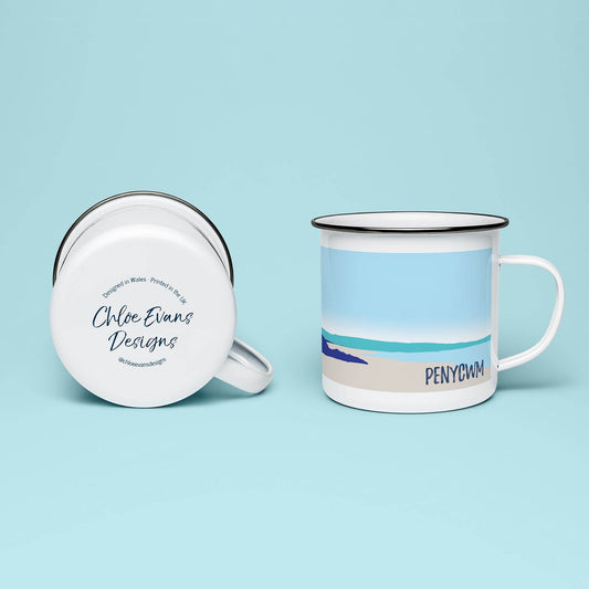 Penycwm to Newgale Enamel Mug - Chloe Evans Designs