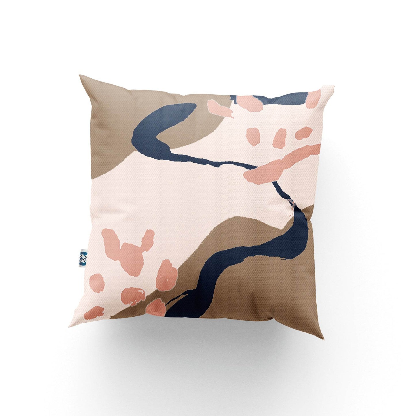 Pink & Blue Abstract Coastal Cushion – 45cm Square Handmade Cushion - Chloe Evans Designs