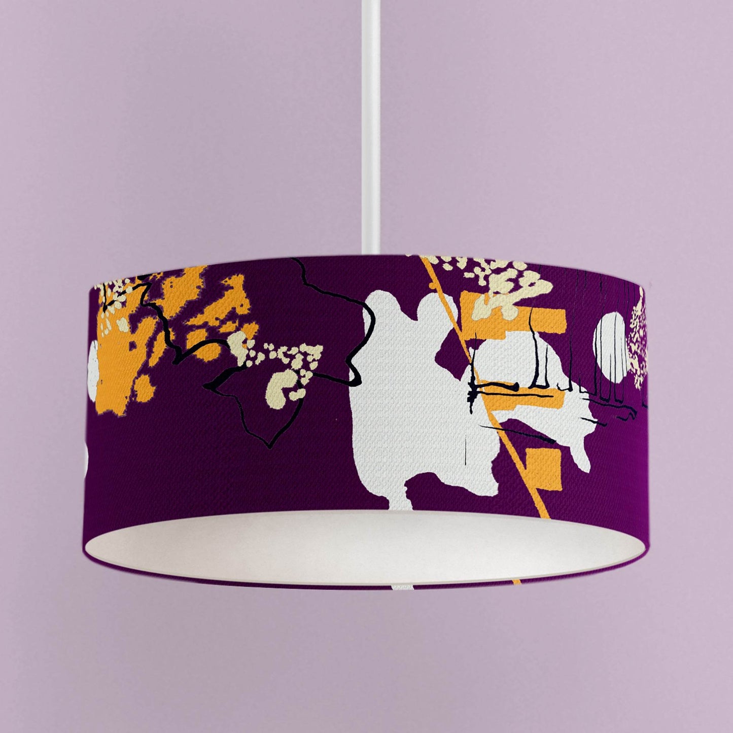 Purple & Yellow Abstract Coastal Lampshade - Chloe Evans Designs