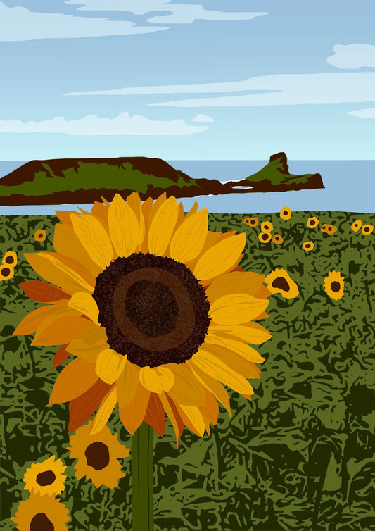 Sunflowers at Rhossili Print - Chloe Evans Designs