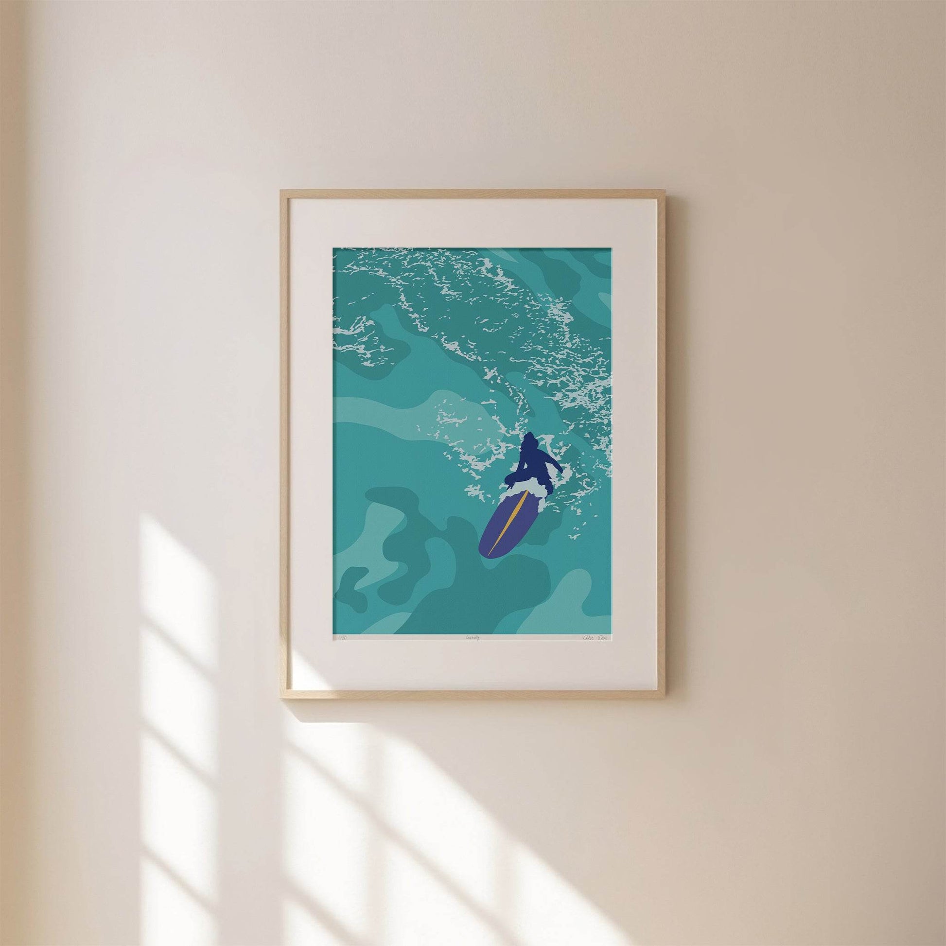 Serenity – Limited Edition A3+ Signed Surf Illustration - Chloe Evans Designs