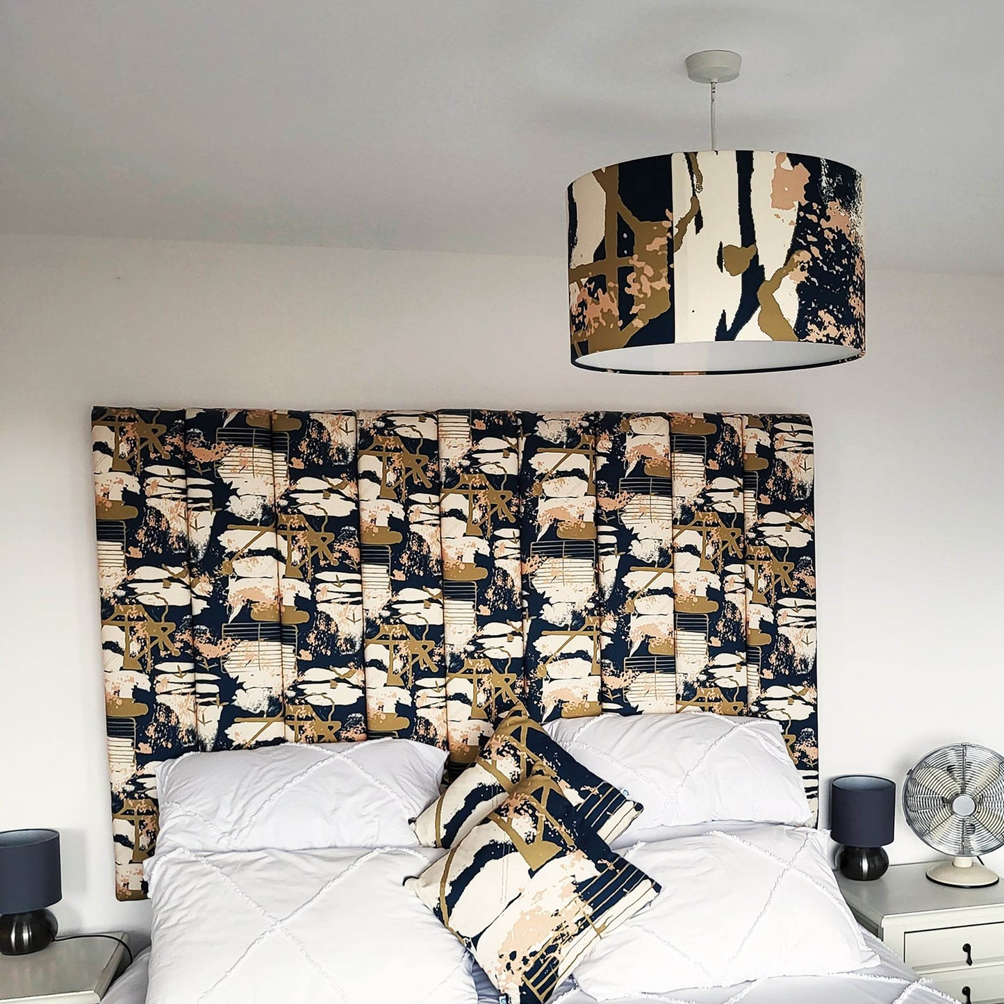 Slate Grey & Pink Abstract Coastal Lampshade - Chloe Evans Designs