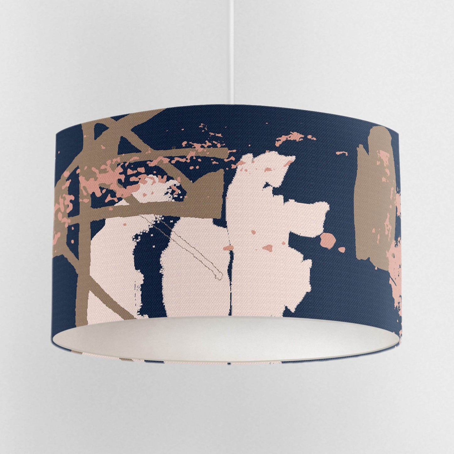 Slate Grey & Pink Abstract Coastal Lampshade - Chloe Evans Designs