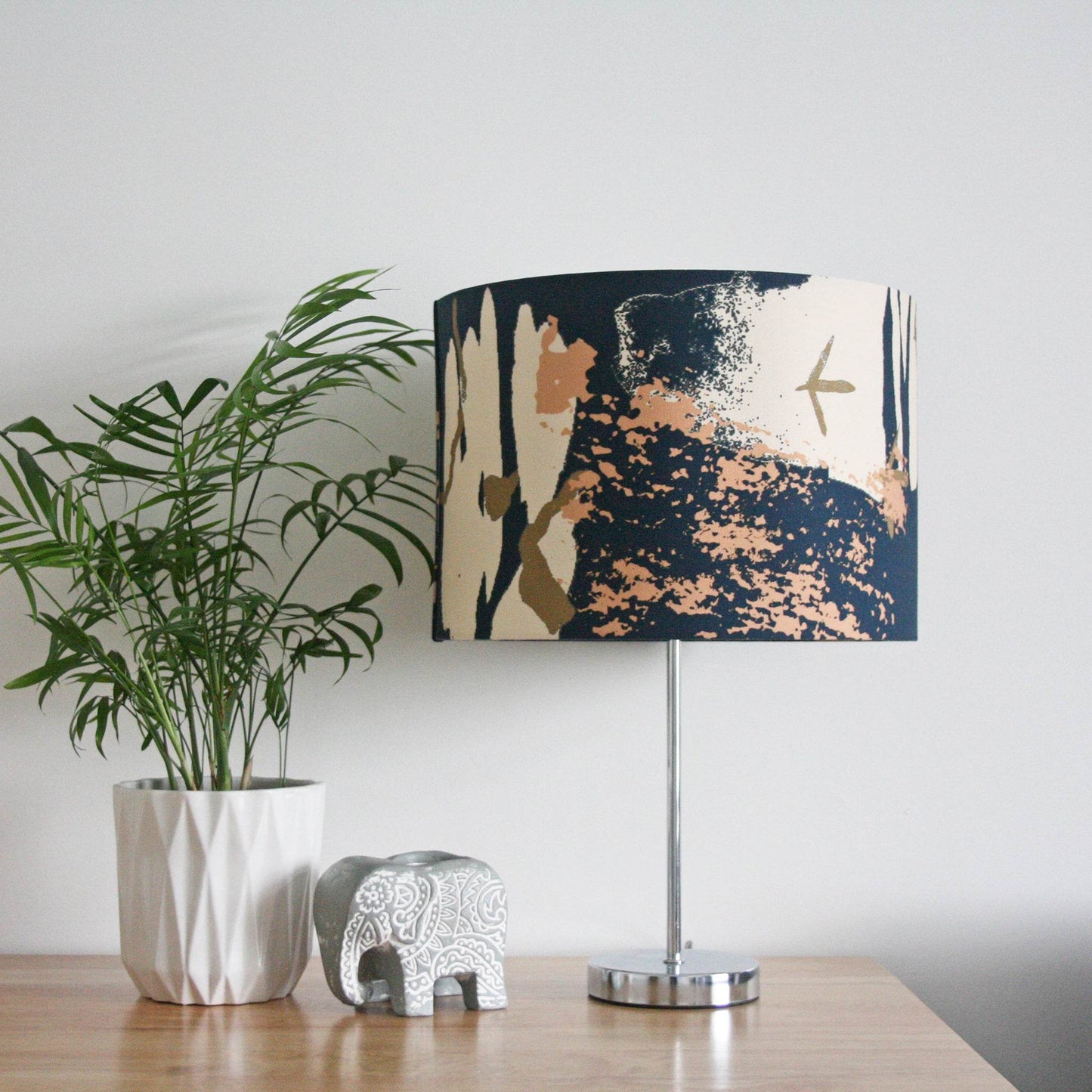 Slate Grey & Pink Abstract Coastal Lampshade - Chloe Evans Designs