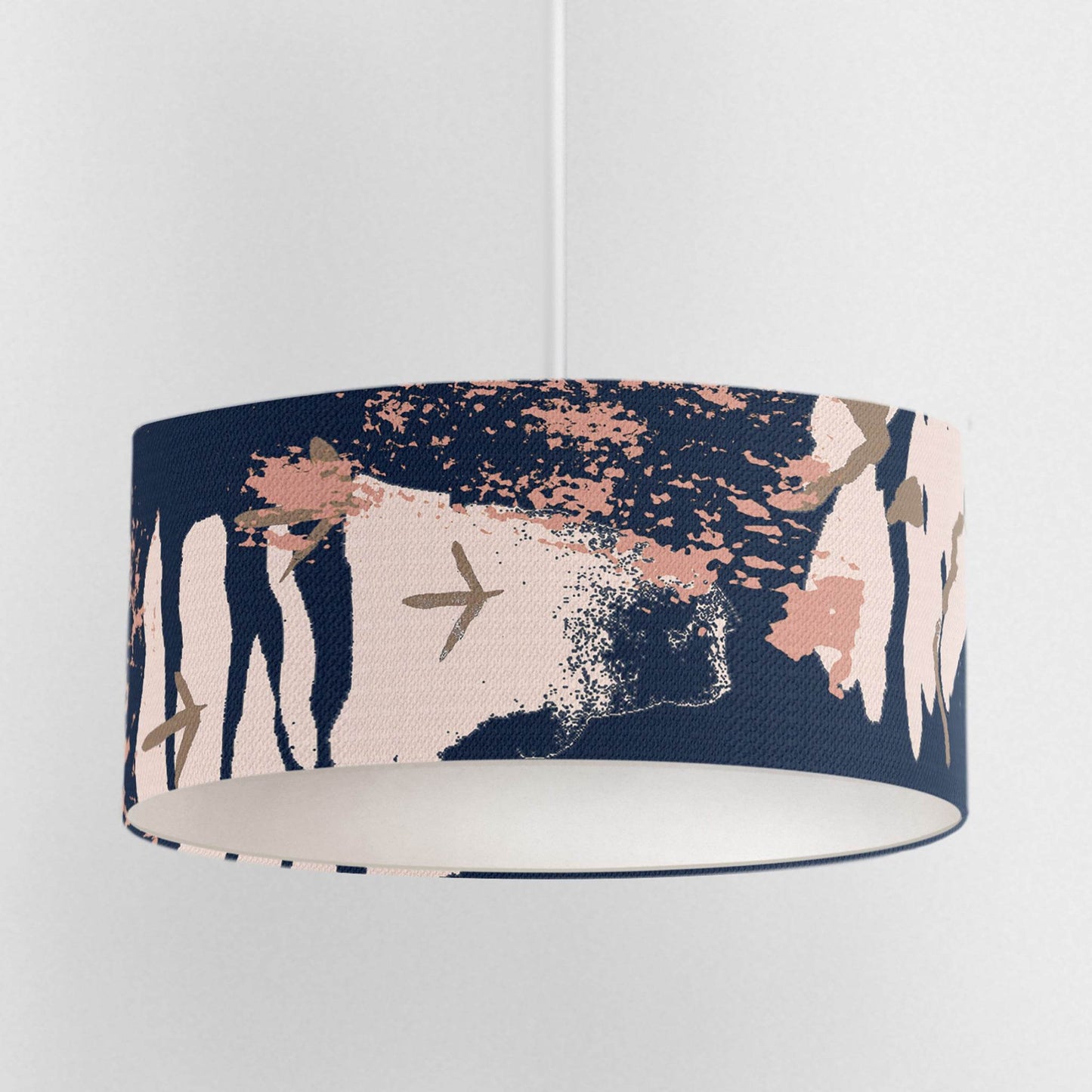 Slate Grey & Pink Abstract Coastal Lampshade - Chloe Evans Designs