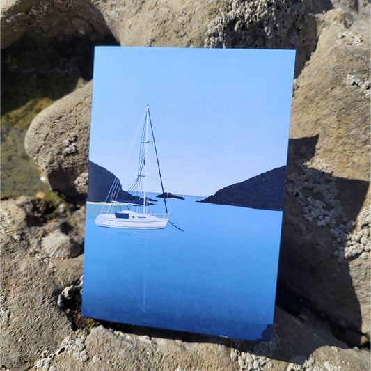 'Solva Harbour' Boat Greeting Card - Chloe Evans Designs