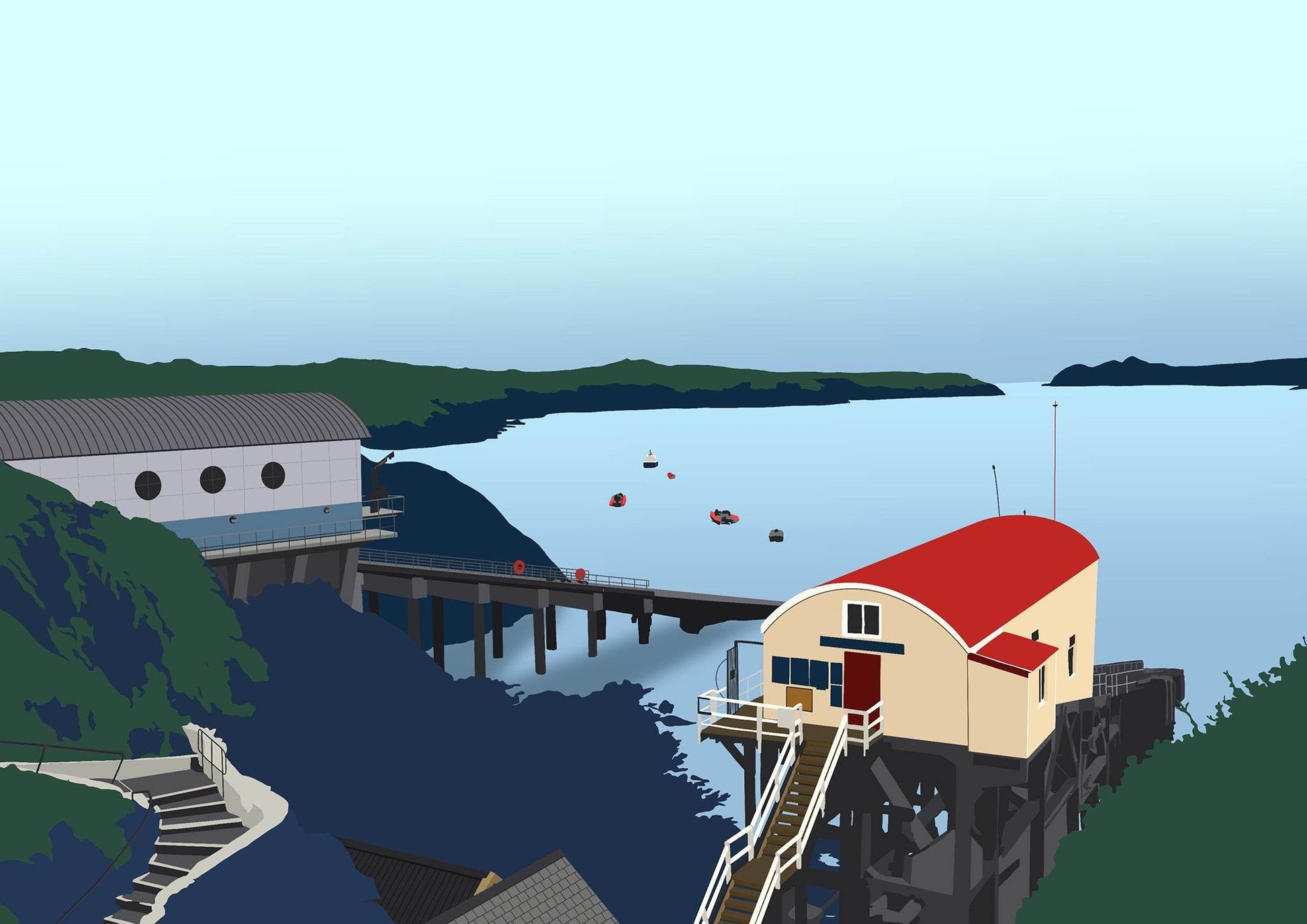 St Justinians Lifeboat Station Print - Chloe Evans Designs