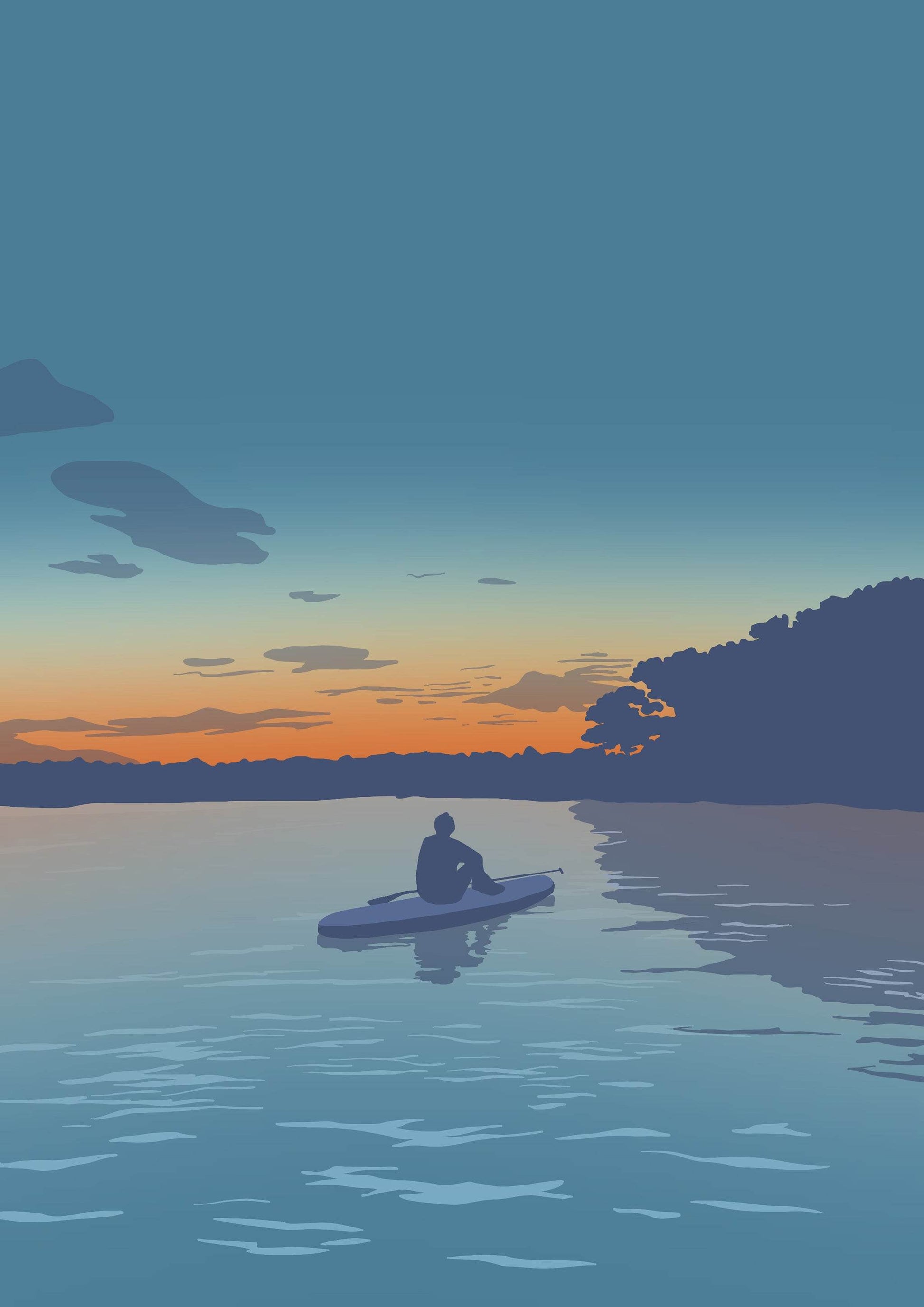 'Sunset Dreaming' Stand Up Paddleboarding Print - Chloe Evans Designs