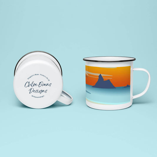 Sunset Over Broad Haven South Enamel Mug - Chloe Evans Designs