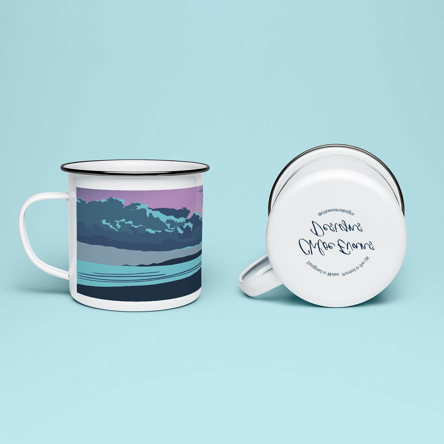 Sunset Over Swansea Bay Enamel Mug - Chloe Evans Designs