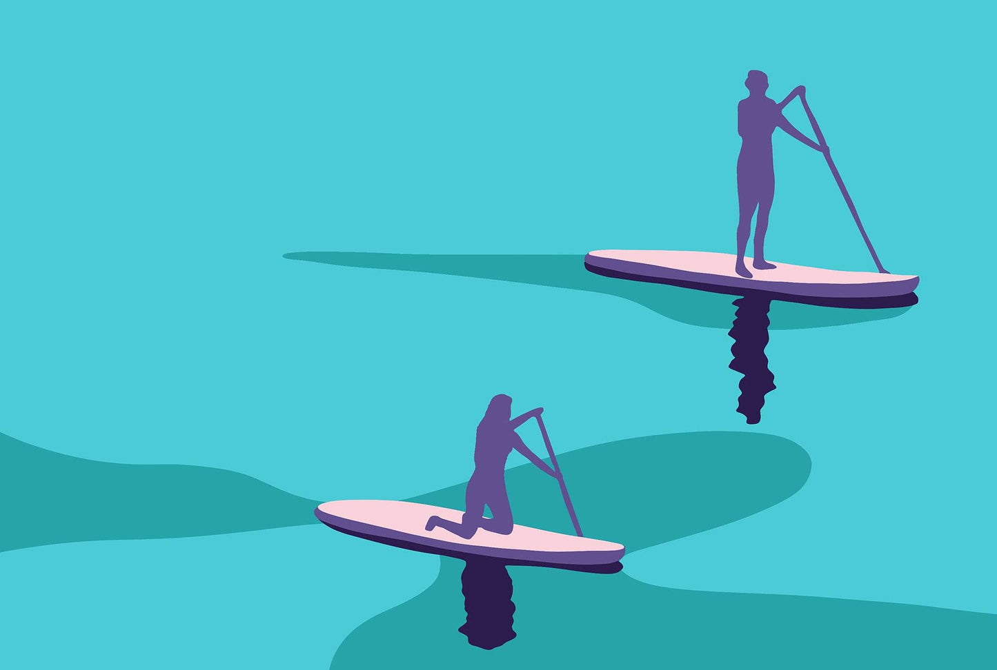 Together – Limited Edition A3+ Signed Paddleboarding Illustration - Chloe Evans Designs