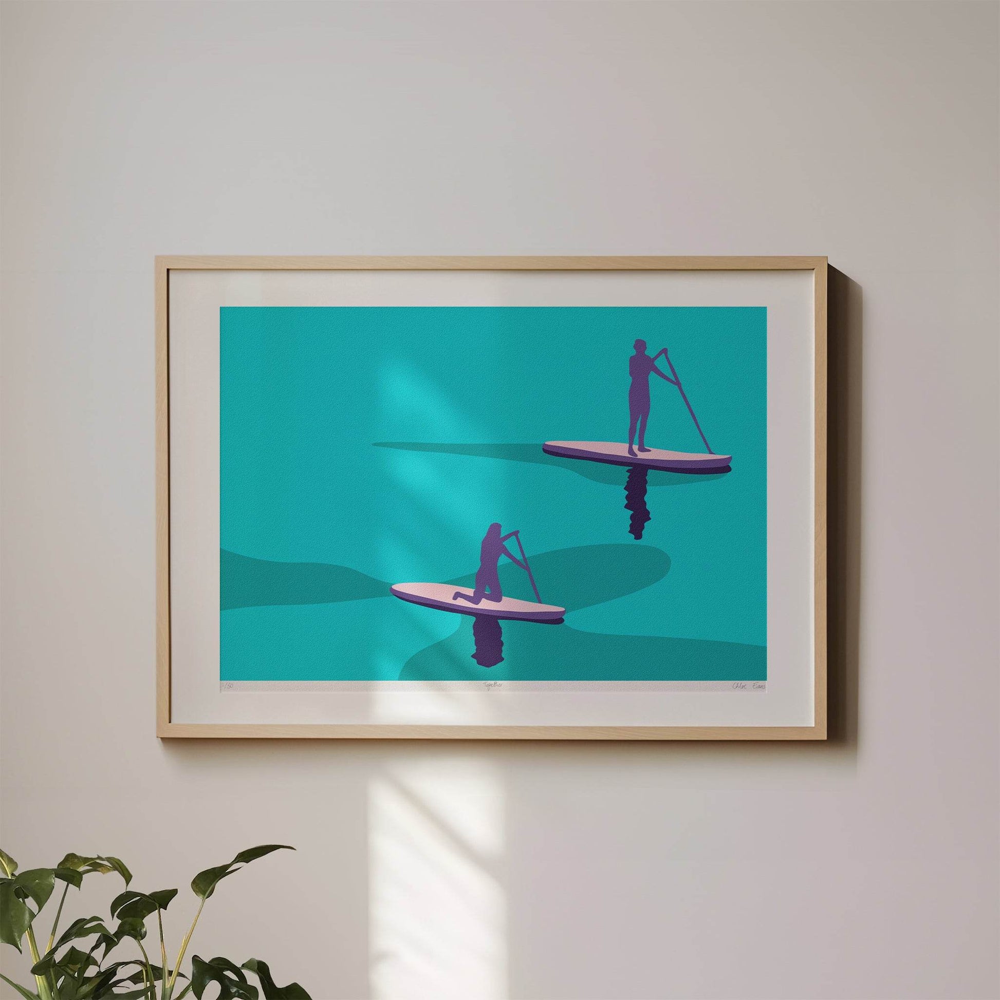 Together – Limited Edition A3+ Signed Paddleboarding Illustration - Chloe Evans Designs