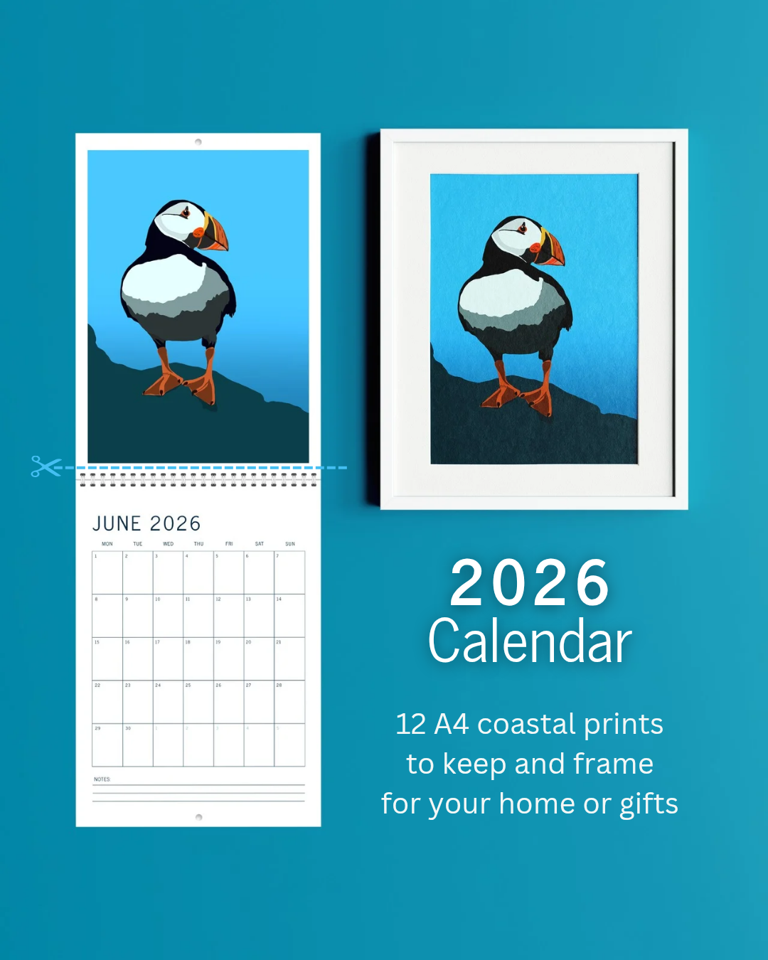2026 A4 Double Page Coastal Wall Calendar