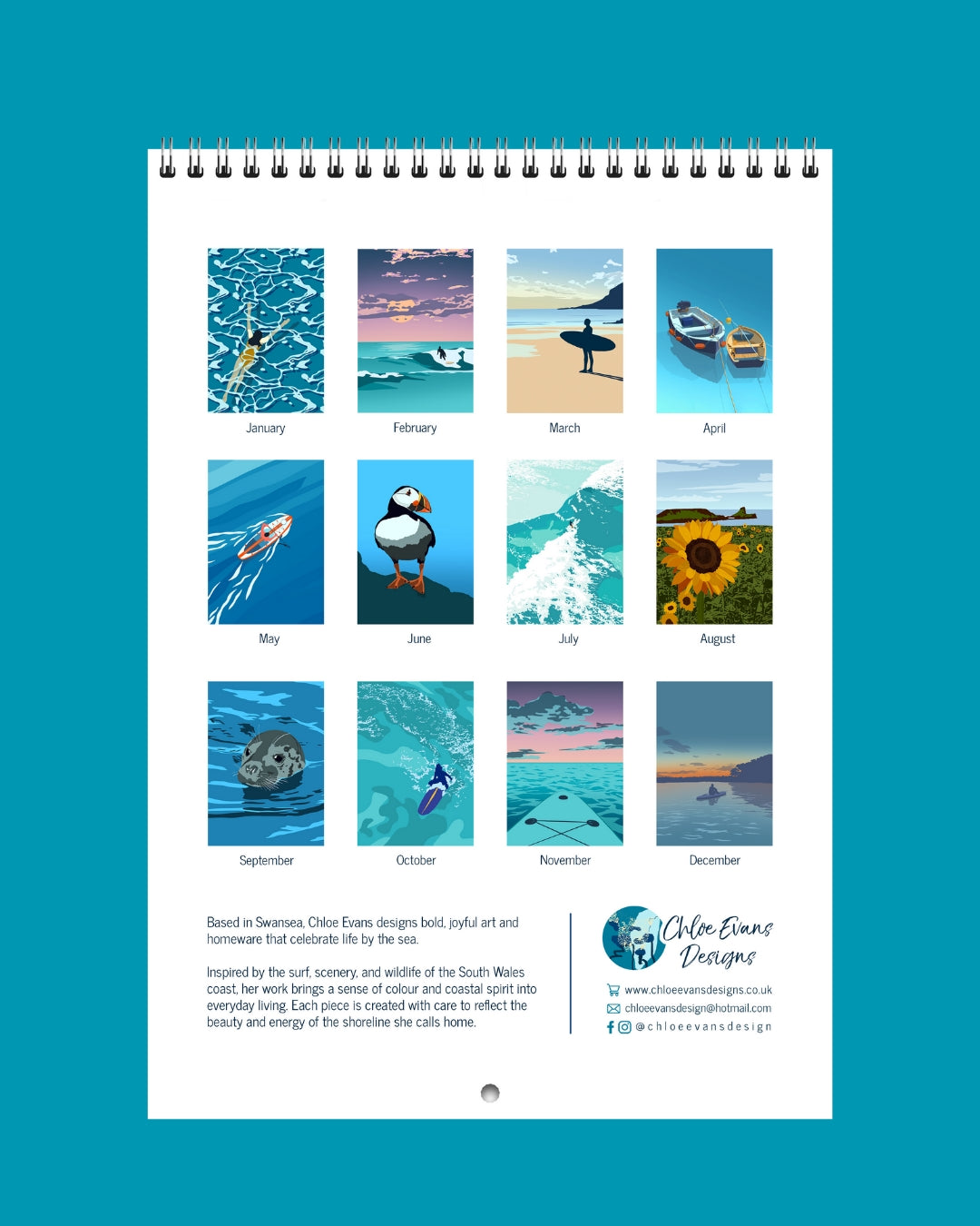 2026 A4 Double Page Coastal Wall Calendar
