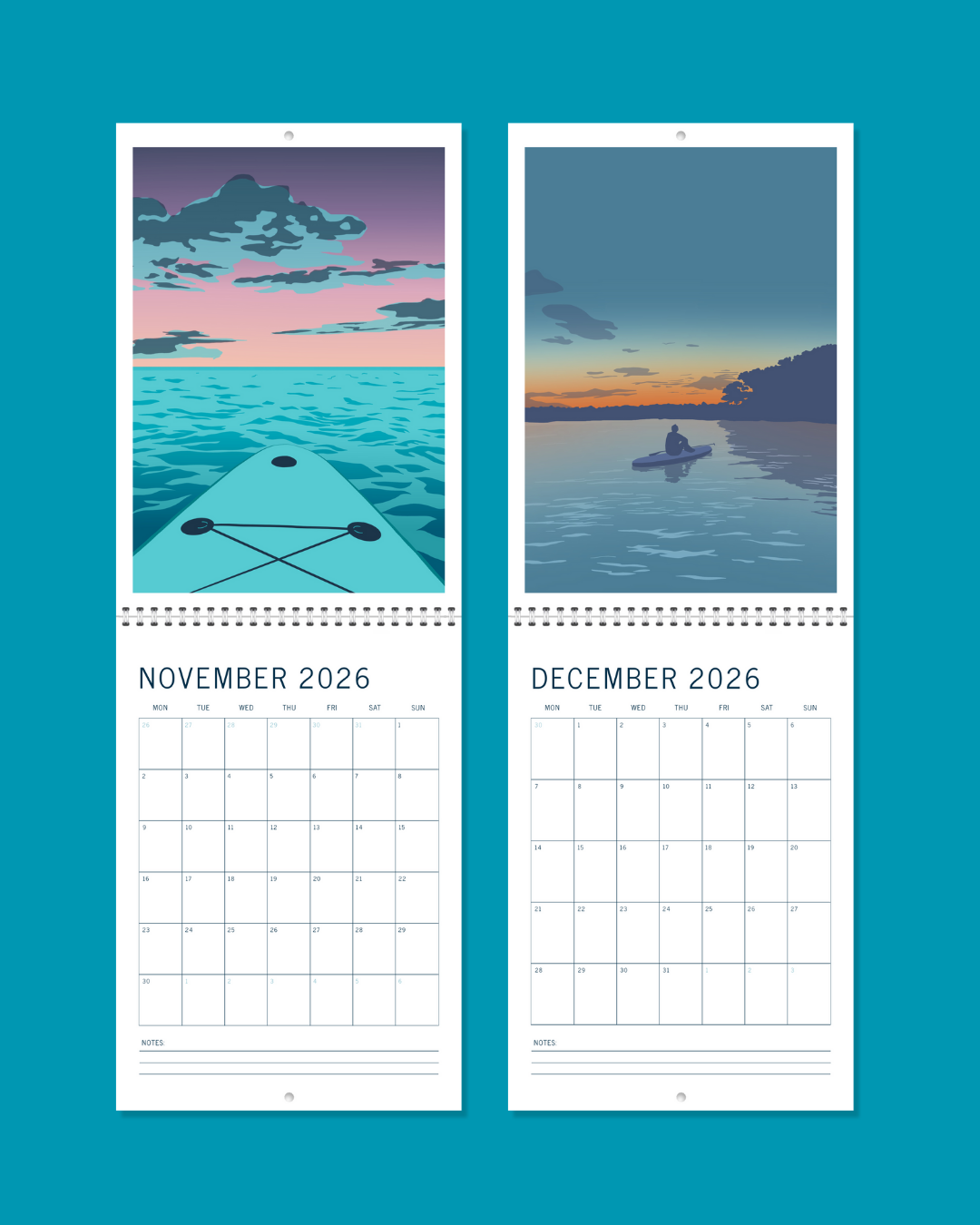 2026 A4 Double Page Coastal Wall Calendar