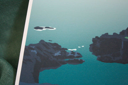 Close up details of Blue Lagoon illustration.