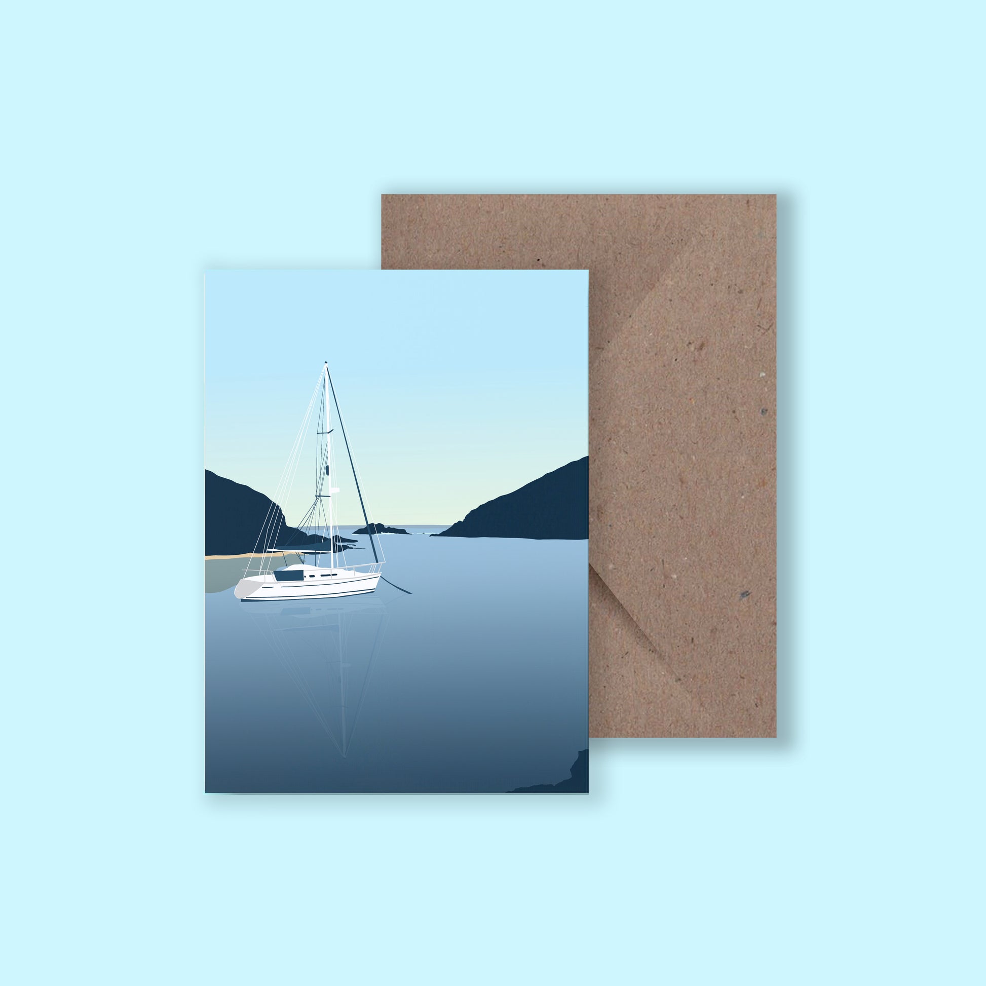 'Solva Harbour' Boat Greeting Card Chloe Evans Designs