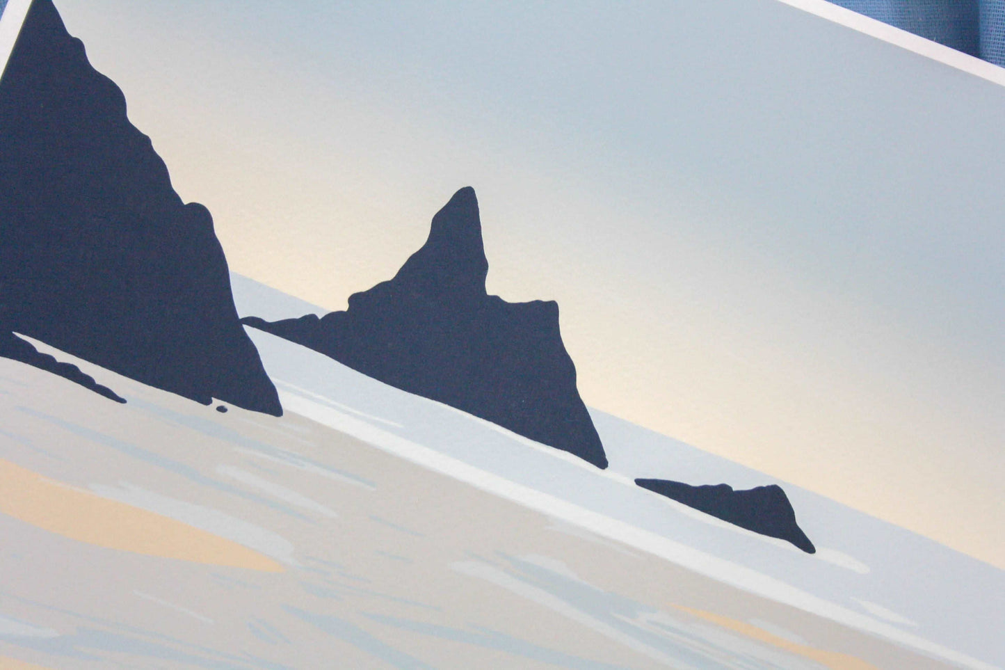 Close up of illustration, showing Church Rock at at Broad Haven South beach in Pembrokeshire.